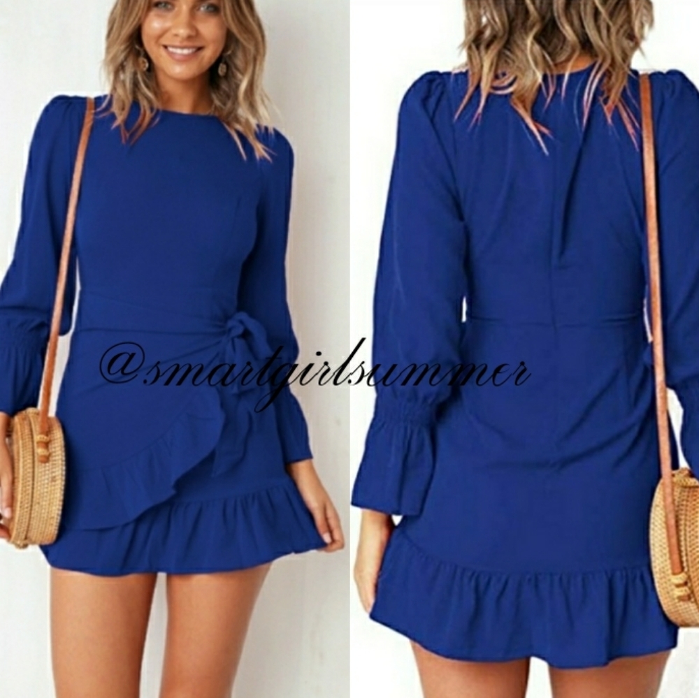 🆕⭐ Flirty blue ruffle wrap dress⭐